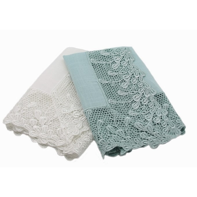 Garden Trellece Lace Trim Napkins, 20 by 20-Inch, Set of 4, Reflecting Pond Blue