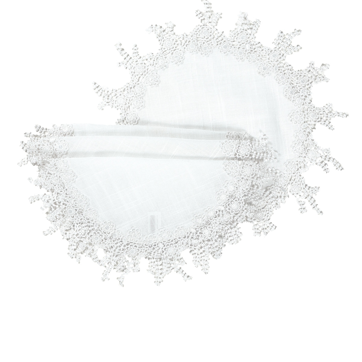 Floral Garden Lace Trim Round Placemats, 16-Inch, Set of 4, White