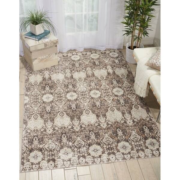 Silver Screen Floral Modern Area Rug - 4' x 6' - Silver/Grey - Rectangle
