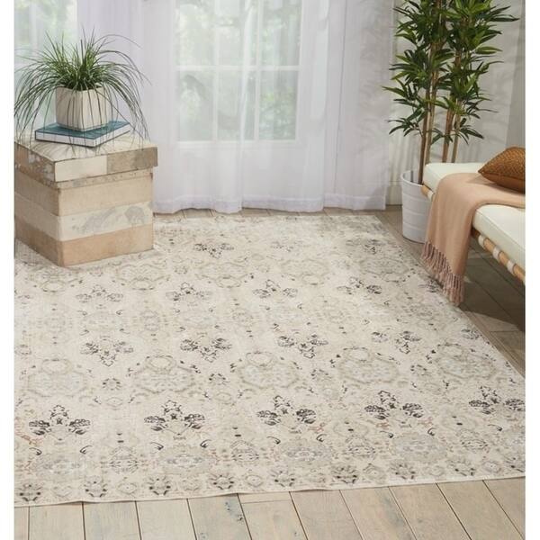 Silver Screen Floral Modern Area Rug