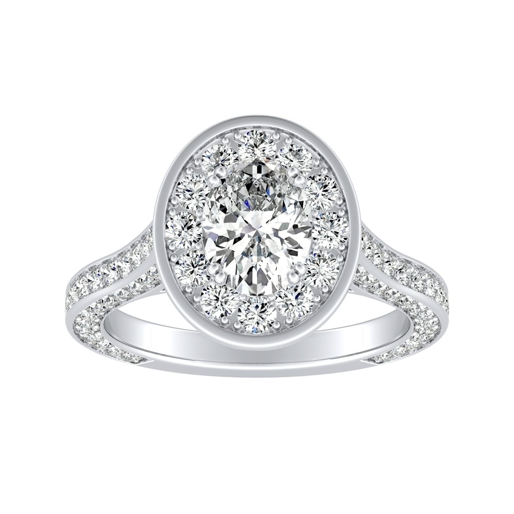Auriya Oval-cut 2 1/4ctw Halo Diamond Engagement Ring by Auriya 18k Gold