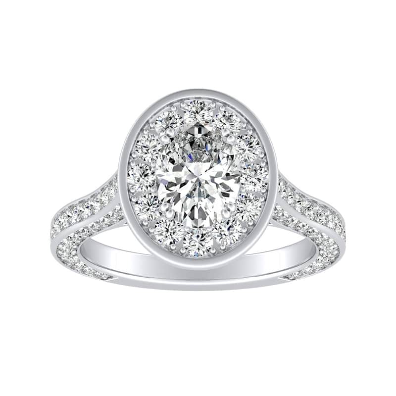 Oval-cut 2 1/4ctw Halo Diamond Engagement Ring by Auriya 18k Gold - 5 - White