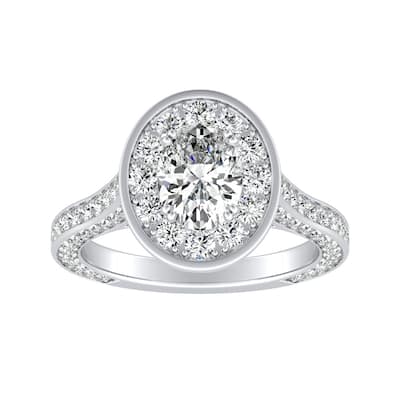 Oval-cut 2 1/4ctw Halo Diamond Engagement Ring by Auriya 18k Gold