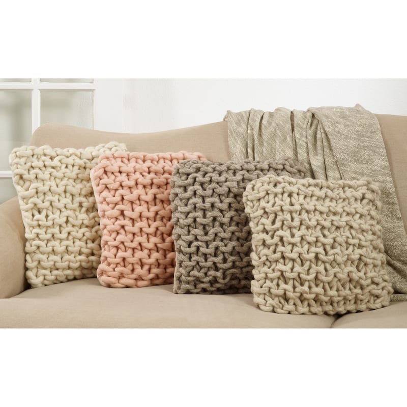 Chunky Cable Knit Design Accent Cushion Wool Throw Pillow