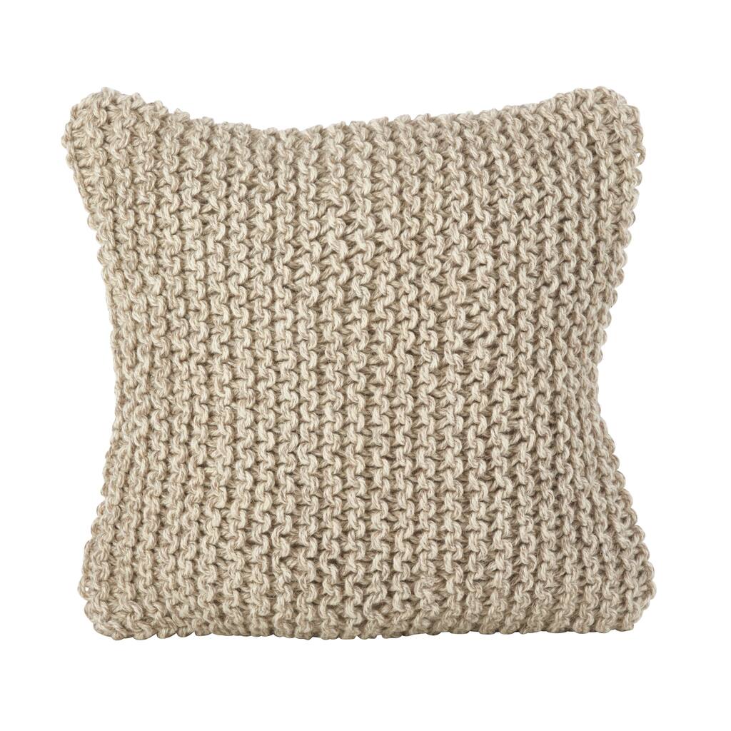 Chunky Hand Knit Design Accent Cushion Wool Down Filled Throw Pillow