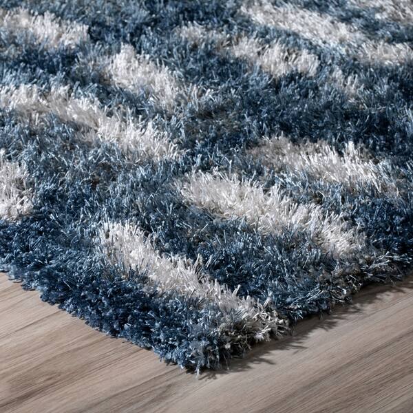 Shop Addison Rugs Borealis Plush Abstract Shag Blues White Multicolored Indoor Rectangular Area Rug 7 10 X 10 7 7 10 X10 7 On Sale Overstock 18536660