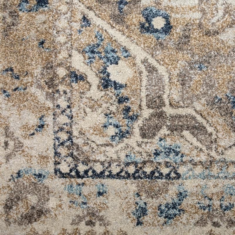 Addison Wellington Antique Medallion Beige/Brown Area Rug (5'3 x 7'7) - 5' 3" x 7' 7"