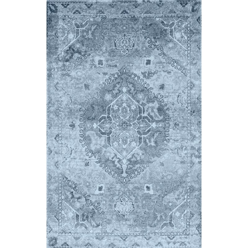 Addison Wellington Antique Medallion Blue/Ivory Area Rug (5'3 x 7'7) - 5' 3" x 7' 7"