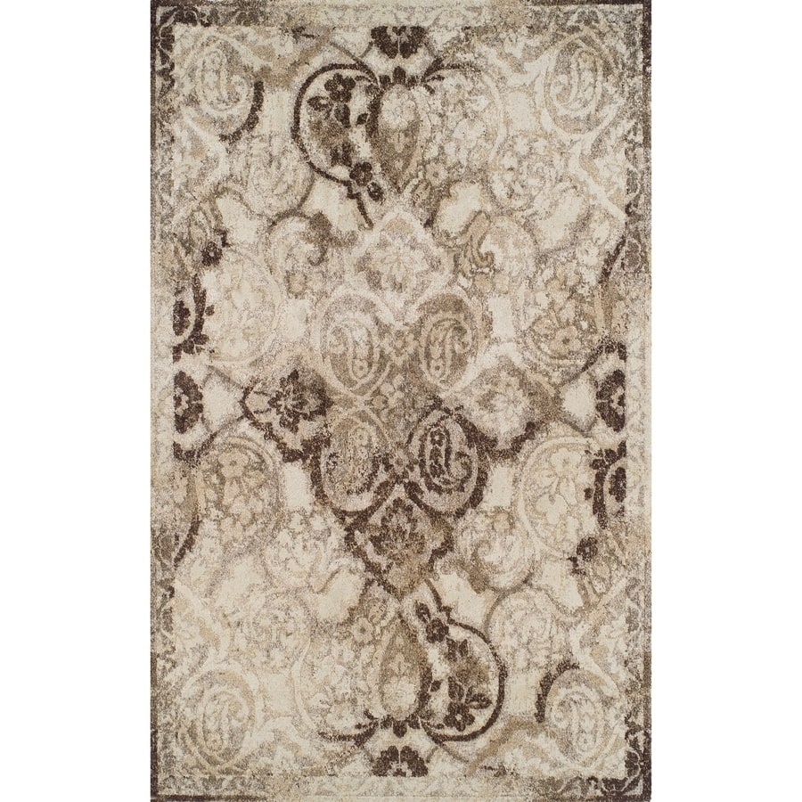 ADDISON Wellington Distressed Damask Brown/Ivory Area Rug (3'3"X5'3") - 3'3" x 5'3"