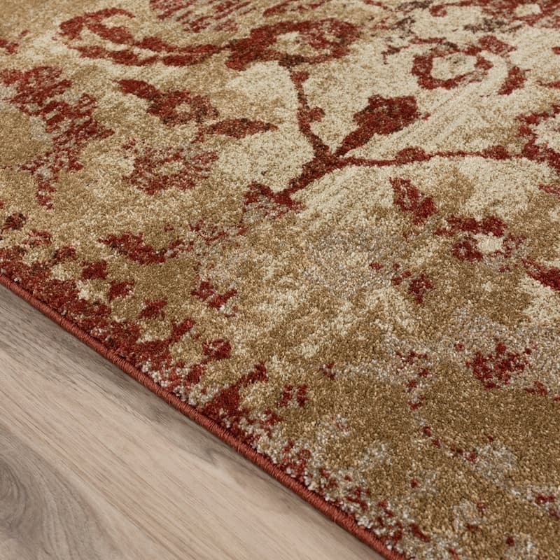 ADDISON Wellington Distressed Traditional Rust/Ivory Area Rug (3'3"X5'3") - 3'3" x 5'3"