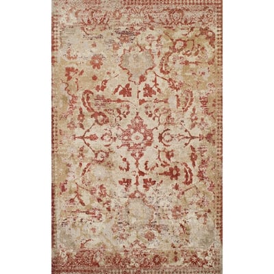 Addison Wellington Rust/Ivory Distressed Traditional Area Rug (7'10 x 10'7) - 7'10" x 10'7"