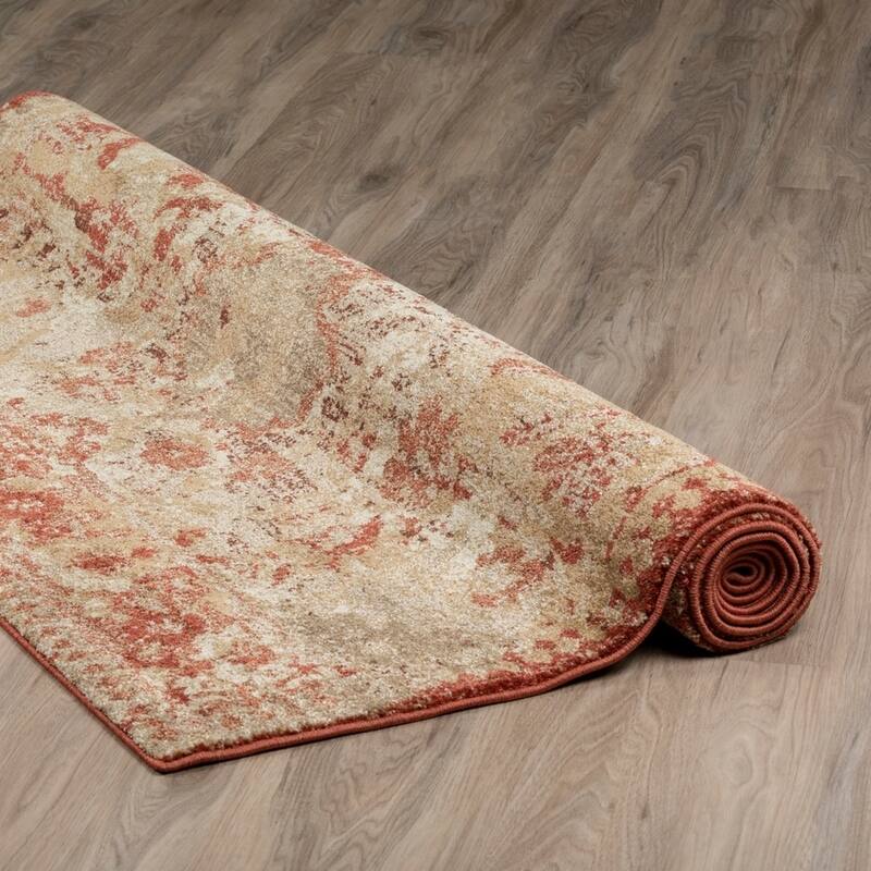 Addison Wellington Rust/Ivory Distressed Traditional Area Rug (7'10 x 10'7) - 7'10" x 10'7"