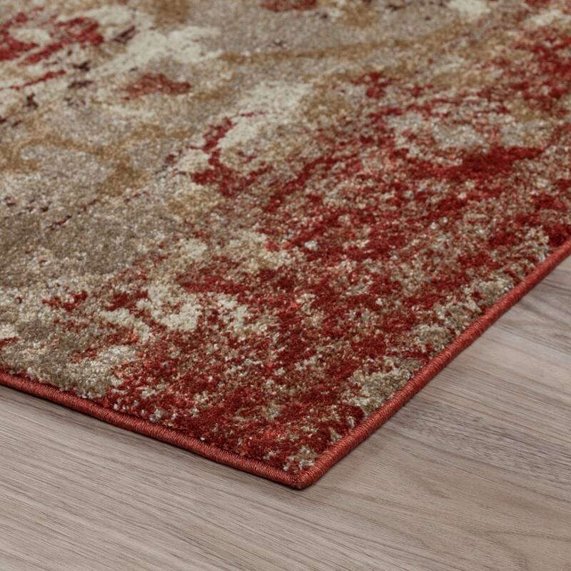Addison Wellington Rust/Ivory Distressed Traditional Area Rug (7'10 x 10'7) - 7'10" x 10'7"