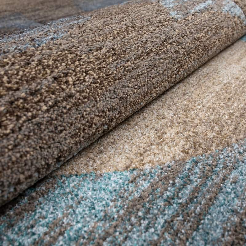 ADDISON Wellington Eroded Circles Brown/Blue Area Rug 7'10"X10'7" - 7'10" x 10'7"