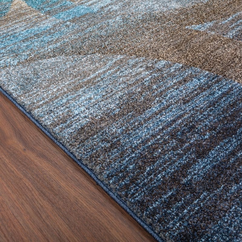 ADDISON Wellington Eroded Circles Brown/Blue Area Rug 7'10"X10'7" - 7'10" x 10'7"