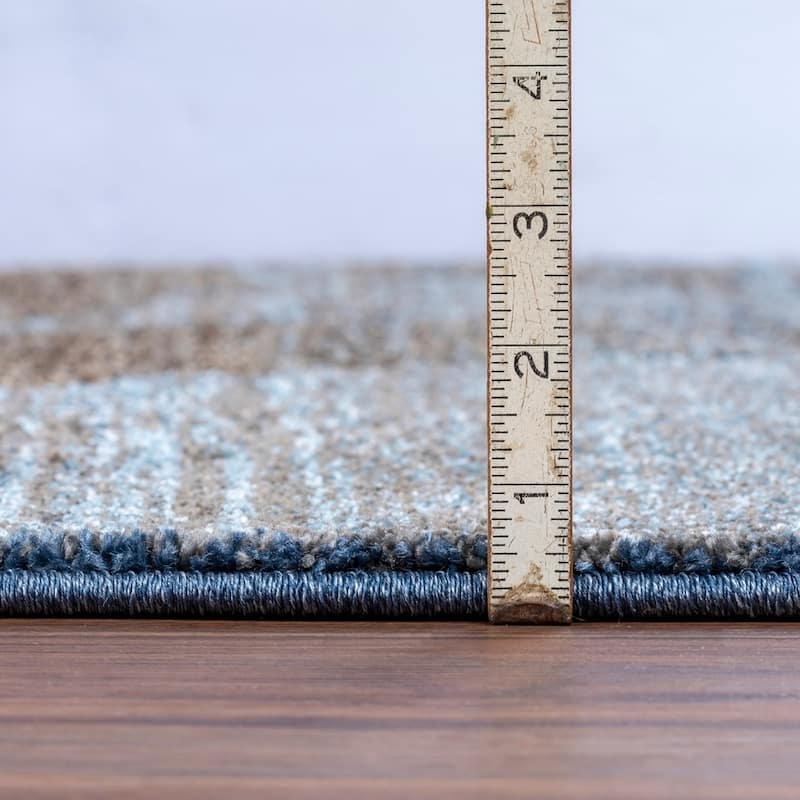 ADDISON Wellington Eroded Circles Brown/Blue Area Rug 7'10"X10'7" - 7'10" x 10'7"