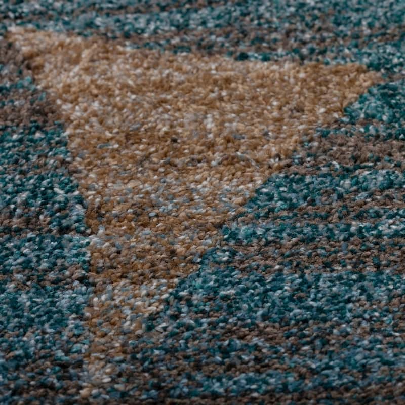 ADDISON Wellington Eroded Circles Brown/Blue Area Rug 7'10"X10'7" - 7'10" x 10'7"
