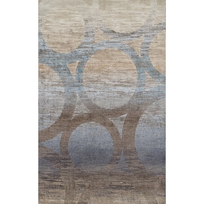 ADDISON Wellington Eroded Circles Brown/Blue Area Rug 7'10"X10'7" - 7'10" x 10'7"