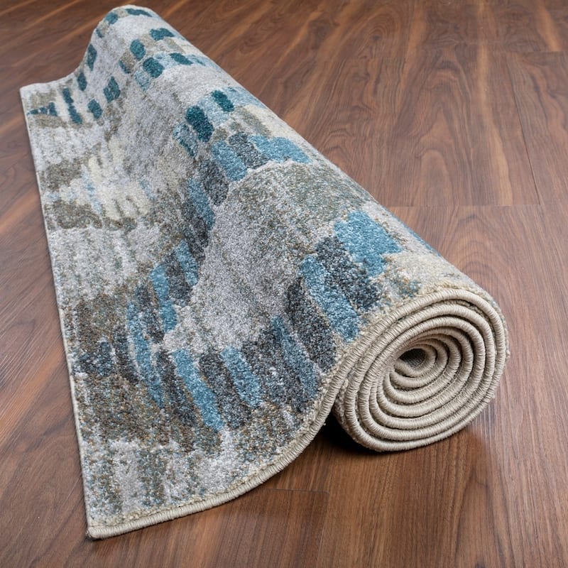 Addison Wellington Blue/Gray/Ivory Trellis Area Rug - 5'3" x 7'7"