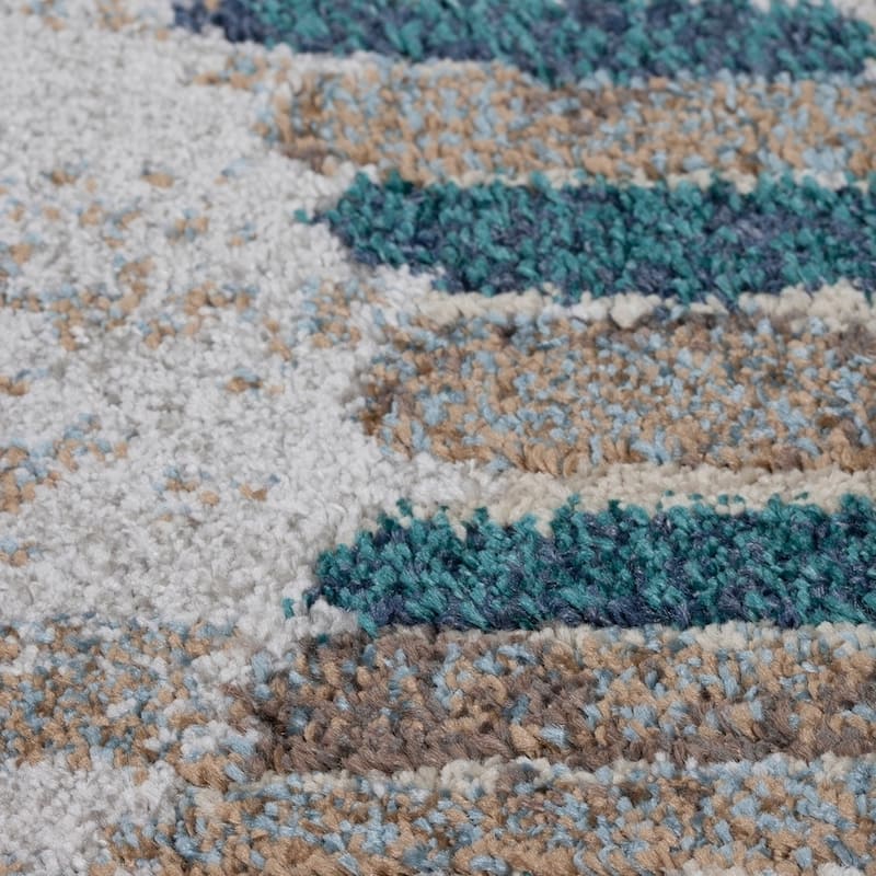 Addison Wellington Blue/Gray/Ivory Trellis Area Rug - 5'3" x 7'7"
