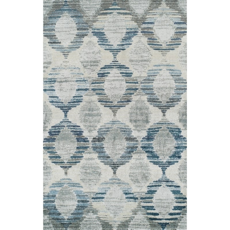 Addison Wellington Blue/Gray/Ivory Trellis Area Rug - 5'3" x 7'7"
