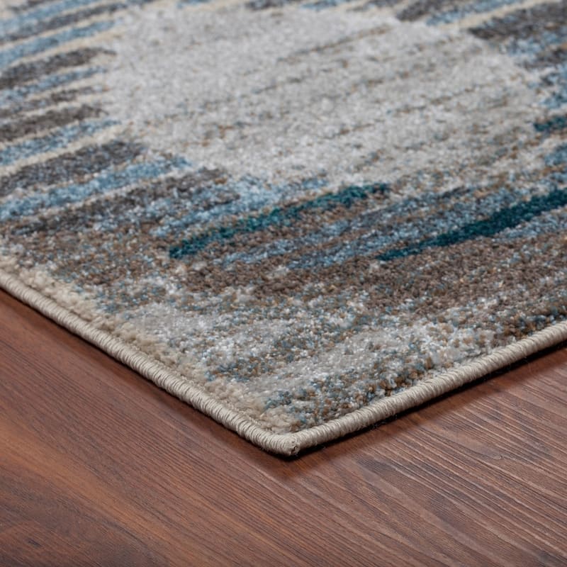 Addison Wellington Blue/Gray/Ivory Trellis Area Rug - 5'3" x 7'7"