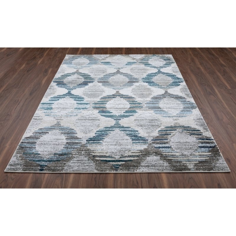 ADDISON Wellington Trellis Blue/Gray/Ivory Area Rug 7'10"X10'7" - 7'10" x 10'7"