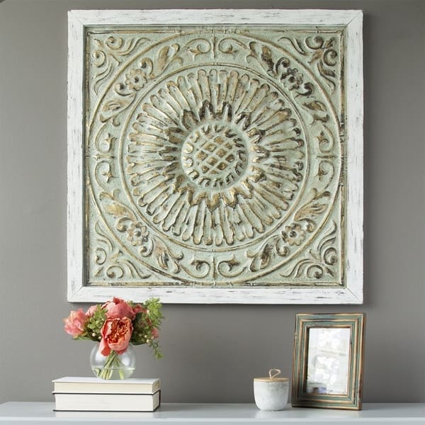 Shop Stratton Home Decor Green Goldtone Metal Medallion Wall Decor