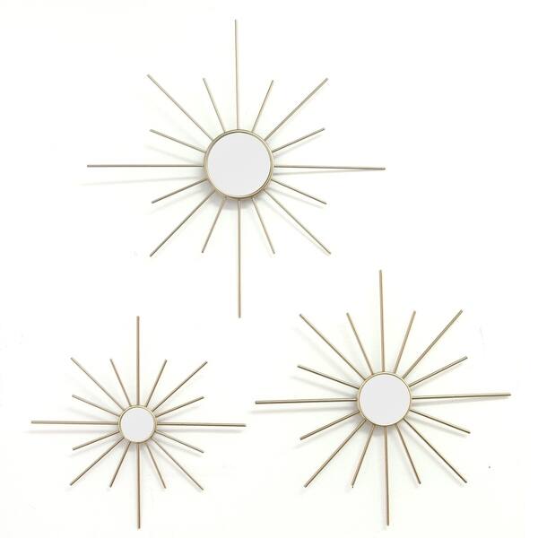 Shop Stratton Home Decor Set Of 3 Gold Mirror Burst Wall Decor