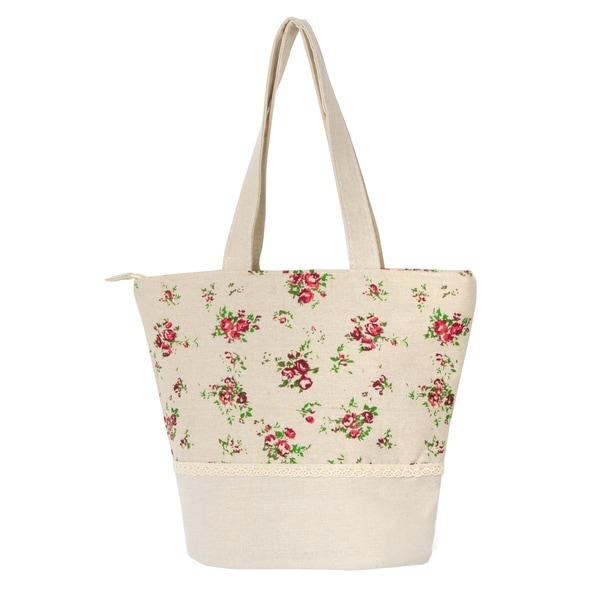 Shop Mini Floral Canvas Tote Bag For Girls with Lace Trim - Free Shipping On Orders Over $45 ...