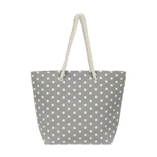 Leisureland Large Water Resistant Polka Dot Canvas Beach Tote Bag (Grey)