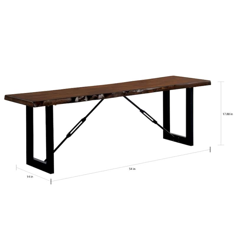 Mass 54" Farmhouse Wood Dining Bench with Metal Legs by Furniture of America