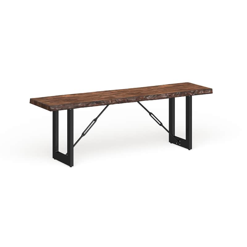 Mass 54" Farmhouse Wood Dining Bench with Metal Legs by Furniture of America