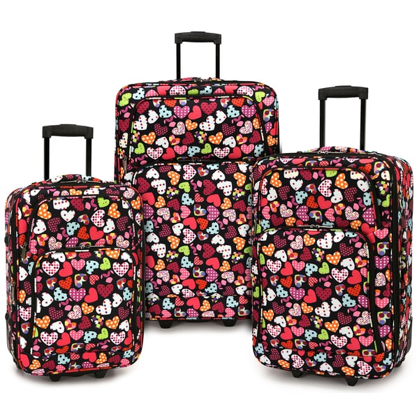 Elite Luggage Love Hearts 3-piece Expandable Softside Rolling Luggage Set