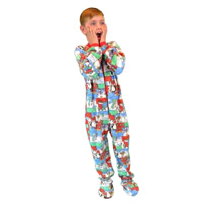Kids Fleece Christmas One Piece Footed Pajamas Sleeper