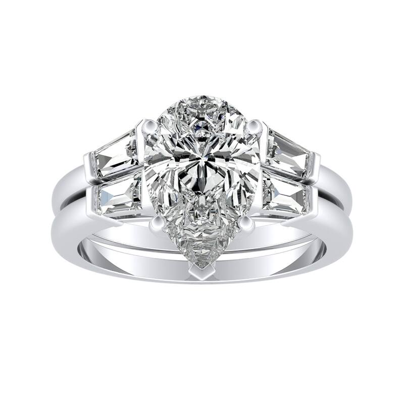 Auriya Platinum 2 1/2ct TDW Certified Pear Diamond Wedding Set - White