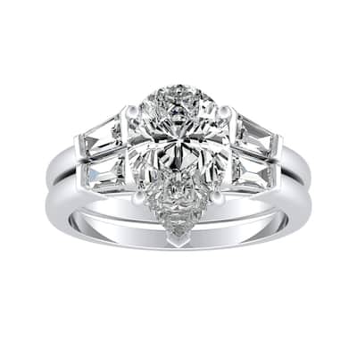 Auriya Platinum 2 1/2ct TDW Certified Pear Diamond Wedding Set - White