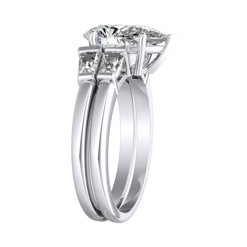 Auriya Platinum 2 1/2ct TDW Certified Pear Diamond Wedding Set - White
