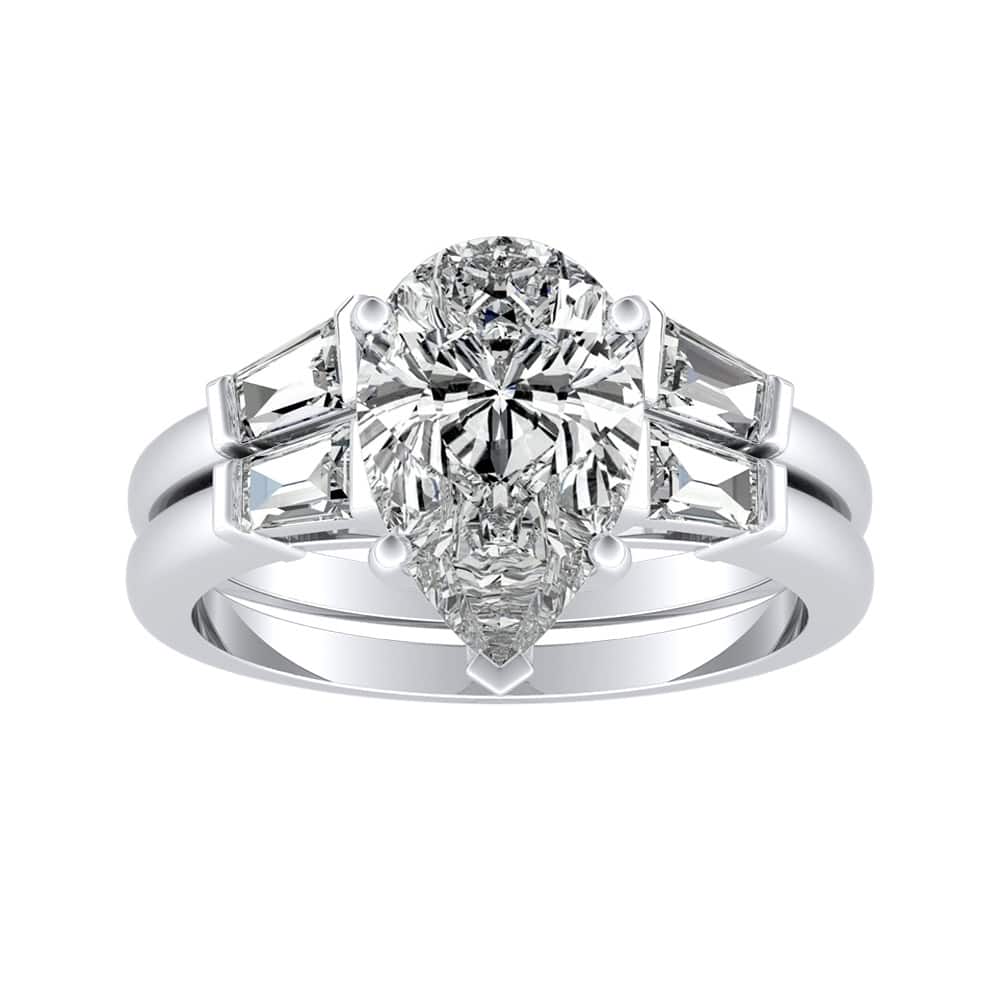 Auriya Platinum 2 1/2ct TDW Certified Pear Diamond Wedding Set - White
