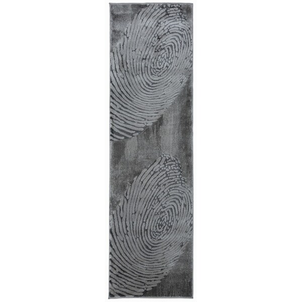Shop Modern Abstract Fingerprint HighLow Texture Gray Runner Rug 2