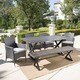Owen Outdoor 6-piece Rectangle Aluminum Wicker Dining Set with Cushions by Christopher Knight Home - Thumbnail 3