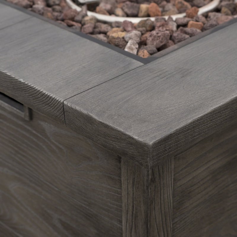 Ellington Outdoor Square Gas Fire Pit with Lava Rocks by Christopher Knight Home