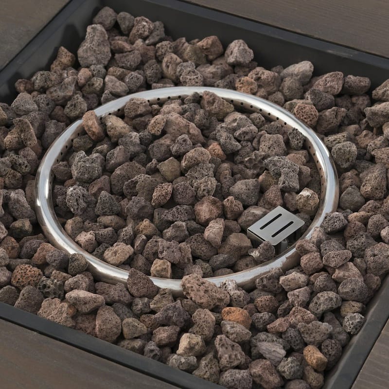 Ellington Outdoor Square Gas Fire Pit with Lava Rocks by Christopher Knight Home