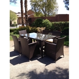 7pc Outdoor Brown Wicker Patio Dining Set Std Rectangle Free 7pc Outdoor Brown Wicker Patio Dining Set Std Rectangle