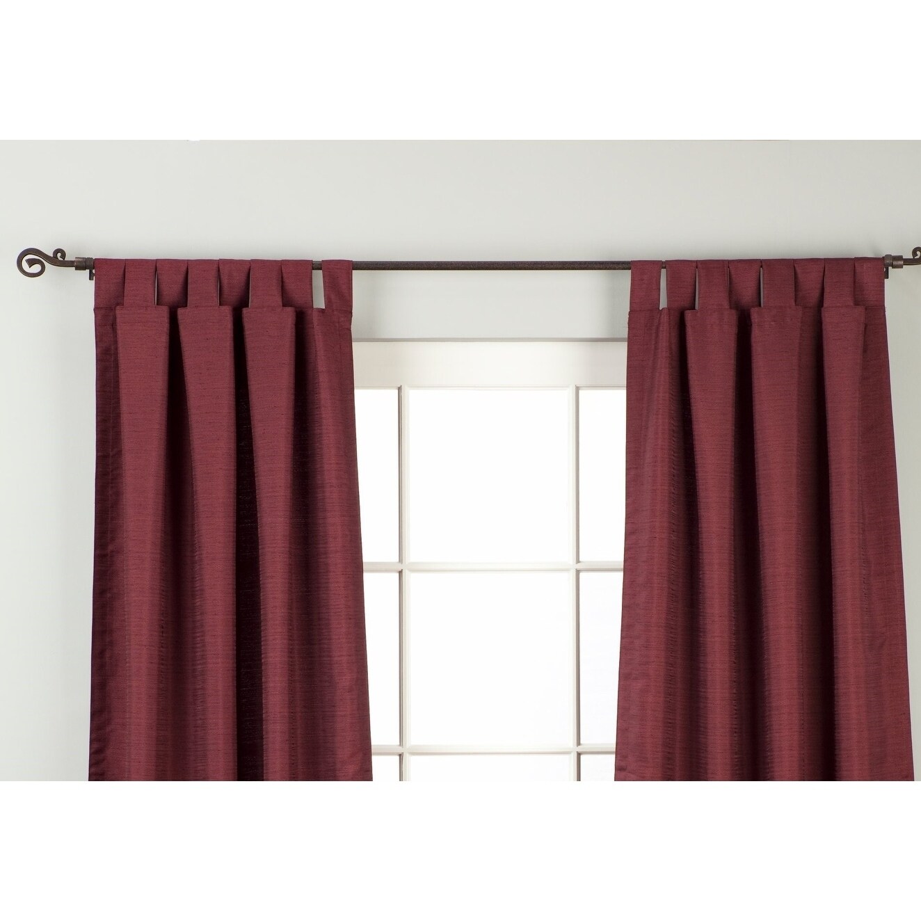 Shop Dark Maroon Tab Top Matka Raw Silk Curtain Drape Panel