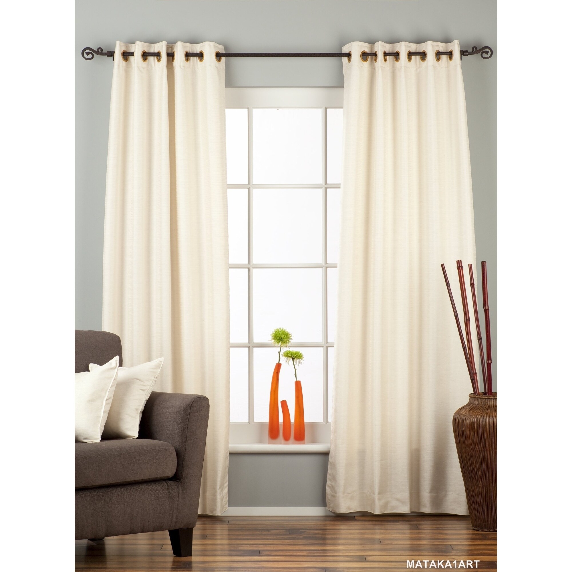 Shop Cream Ring Top Matka Raw Silk Curtain Drape Panel Piece