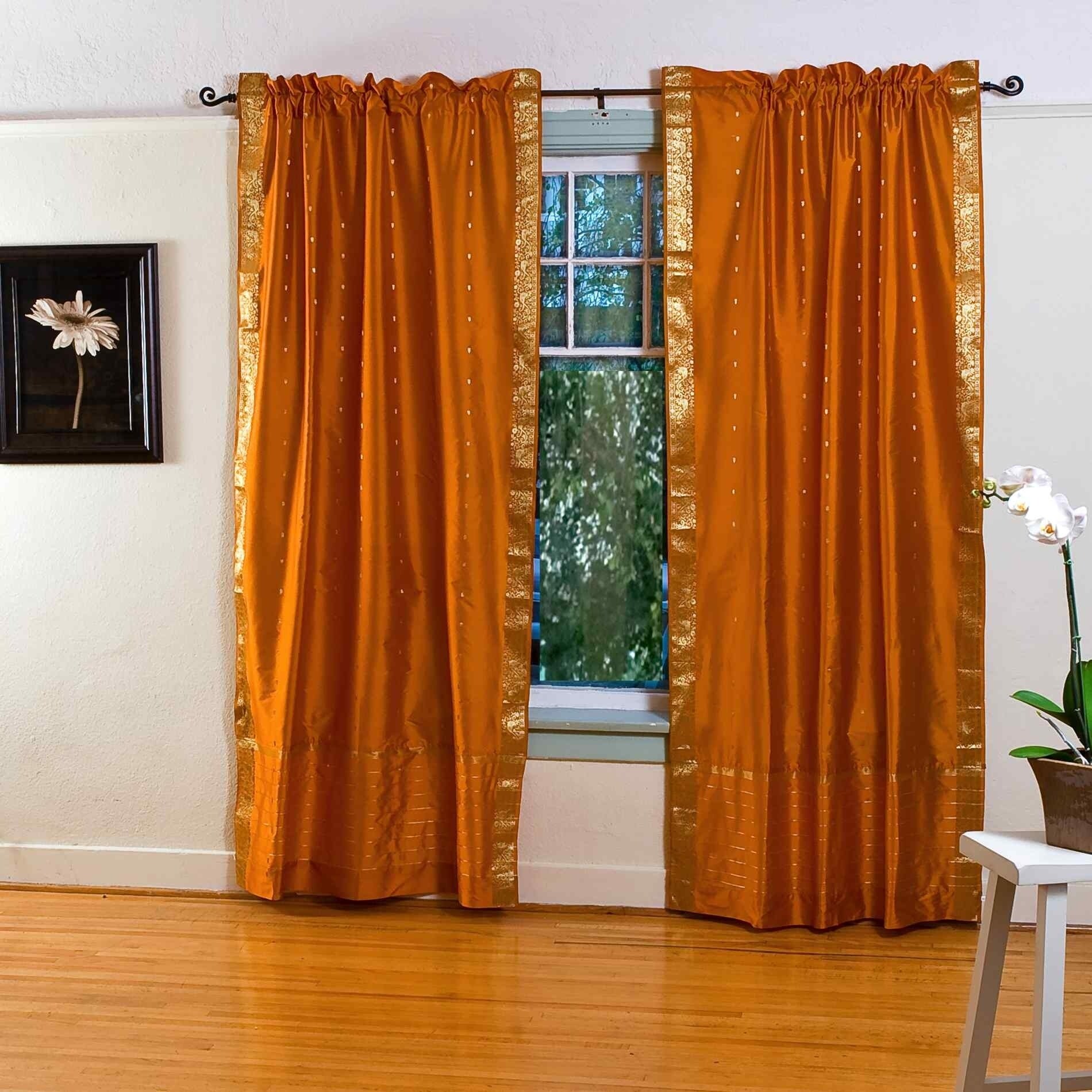 Shop Mustard Yellow Rod Pocket Sheer Sari Curtain Drape Panel