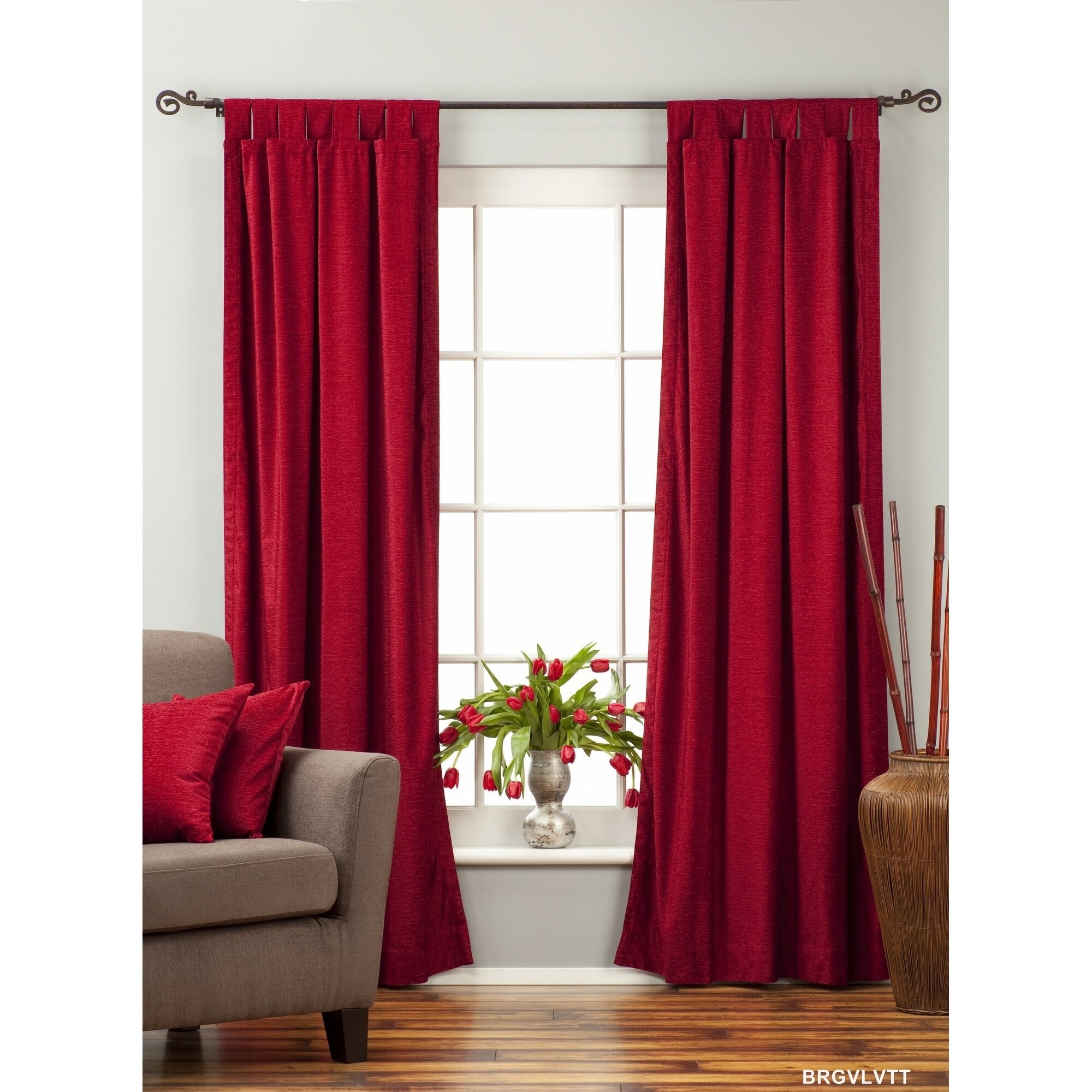 Shop Burgundy Tab Top Velvet Curtain Drape Panel Piece