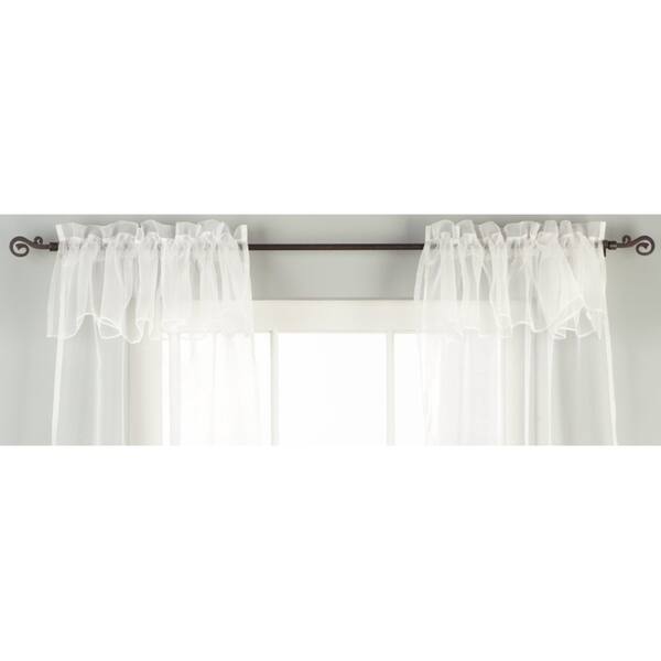 Shop White Rod Pocket W Attached Beaded Valance Sheer Tissue