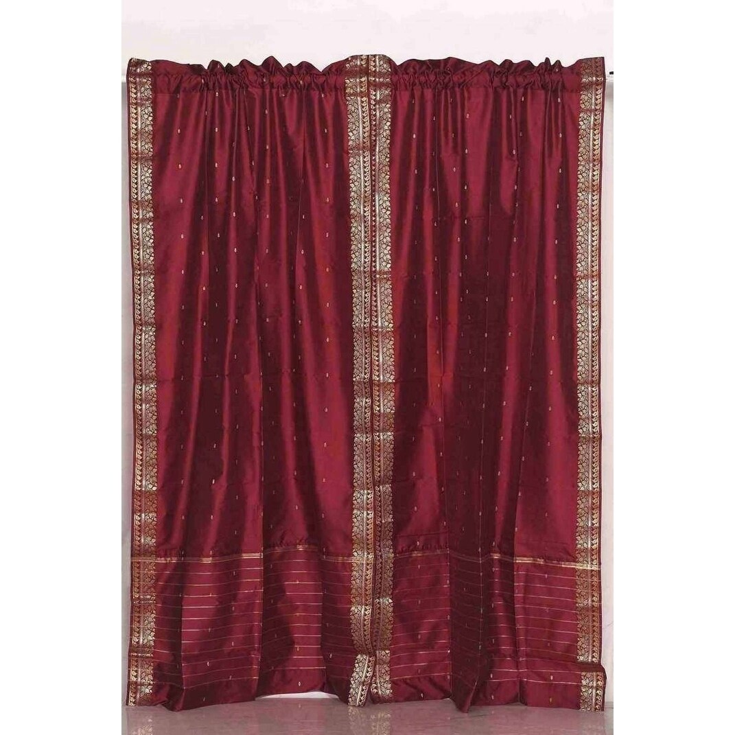 Shop Maroon Rod Pocket Sheer Sari Curtain Drape Panel Piece